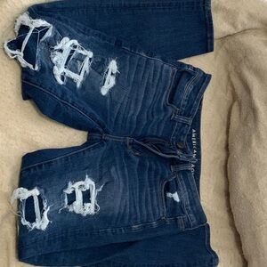 American Eagle Outfitters Women's Ripped Dark Blue skinny Jeans